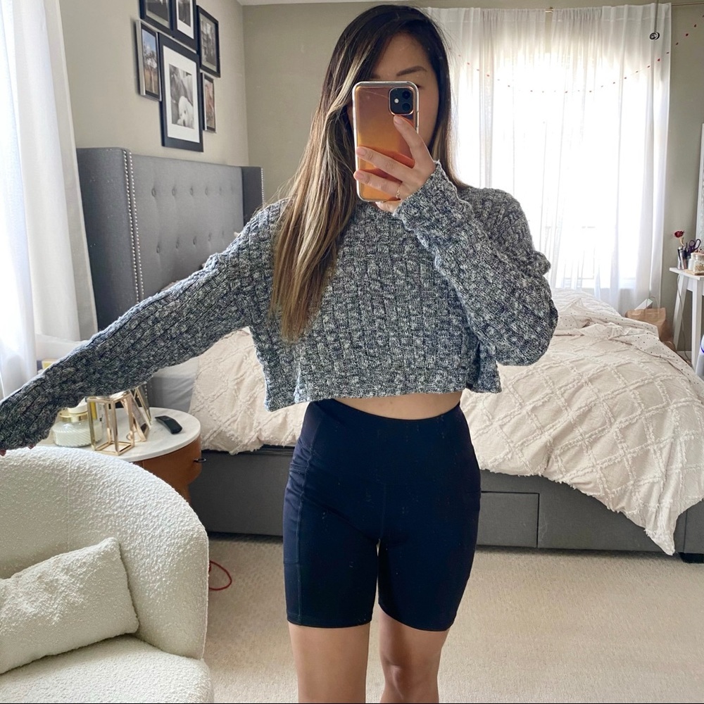 Show Me‎ Your Mumu Crop Gray Knit Sweater 90s Relaxed Preppy S